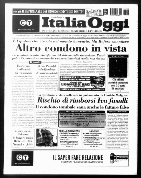 Italia oggi : quotidiano di economia finanza e politica